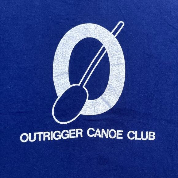 Vintage Outrigger Canoe Club T-Shirt Adult Small Navy Blue Hawaii Waikiki 90s - Picture 2 of 11